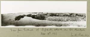 View from Esdud of an infantry attack on El Burkah, 13th November 1917 by Capt. Arthur Rhodes
